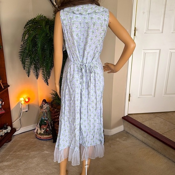 Brand New April Cornell Light Blue Forget Me Not Dress Midi Sleeveless Floral - Picture 14 of 15